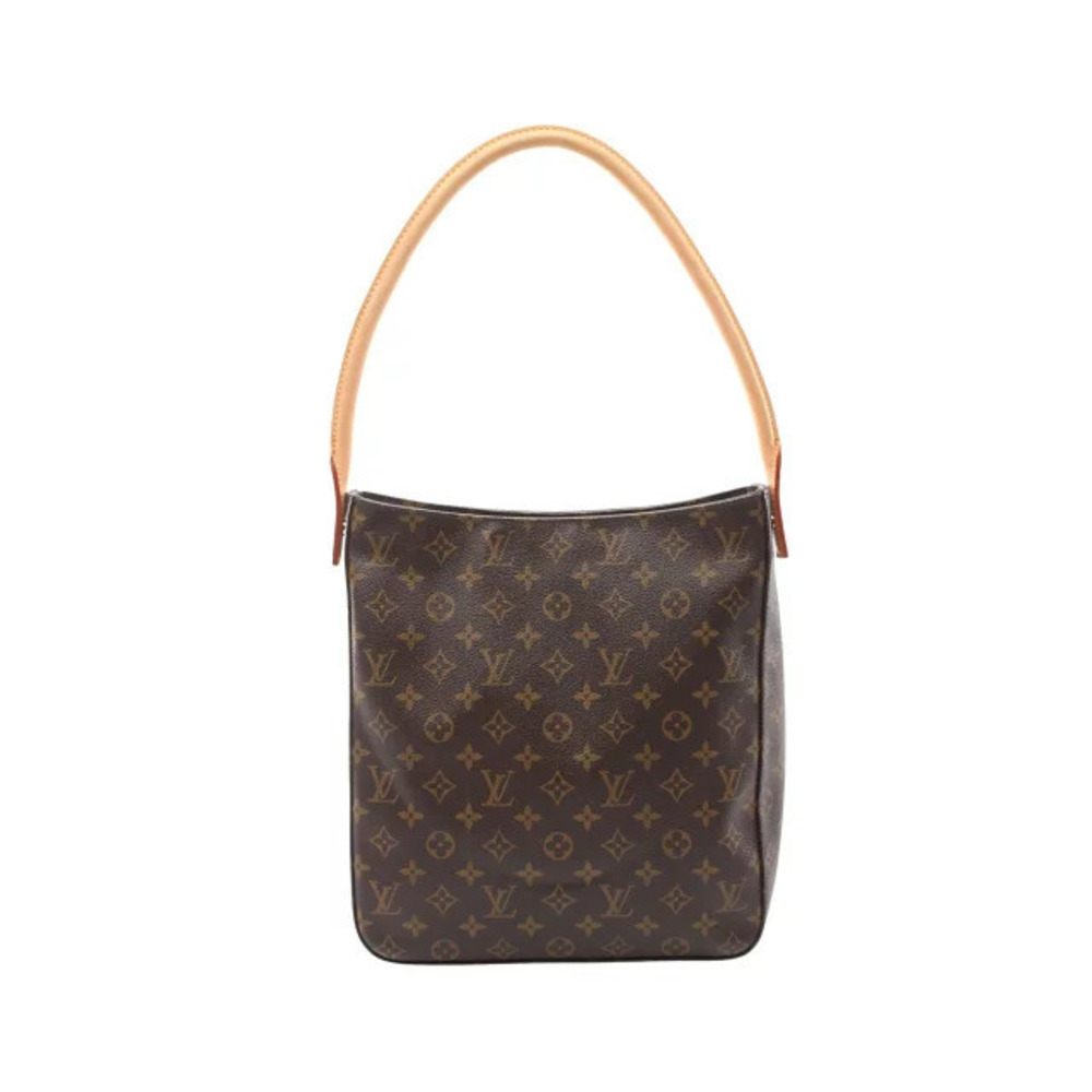 Louis Vuitton Looping Monogram Shoulder Bag Canvas Leather Brown